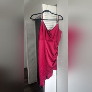 BCBGeneration Red Asymmetrical Ruched Cocktail Dress